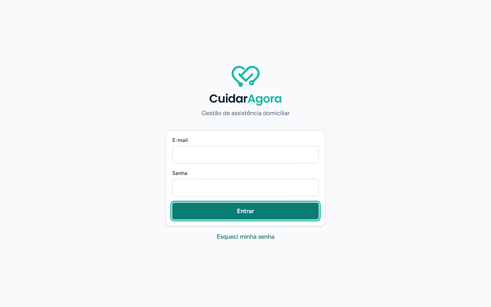Tela de login com campos de e-mail e senha e o botão Entrar destacado